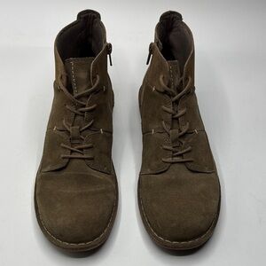 Clarks Collection 13281 Blake Tan Suede Leather Lace-Up Bootie Shoes Women's 11M